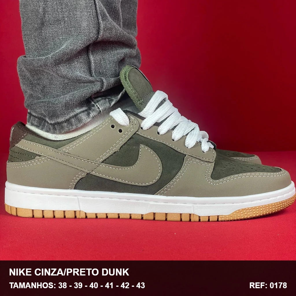 TENIS NIKE CINZA/PRETO DUNK SOLA AMARELO LOW COURO 07