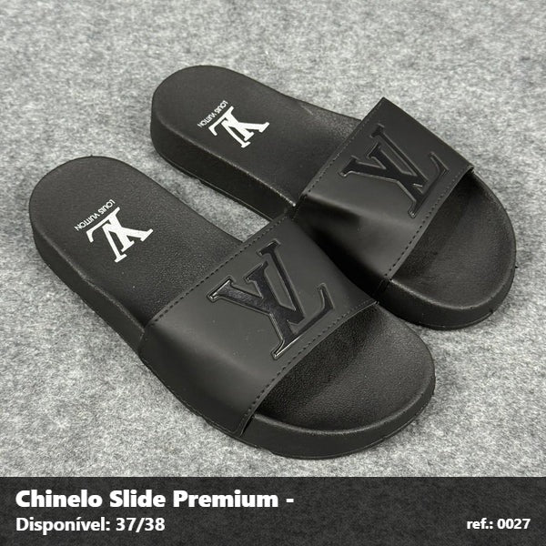 Chinelo Slide Louis Vuitton - Preto detalhe Branco 05