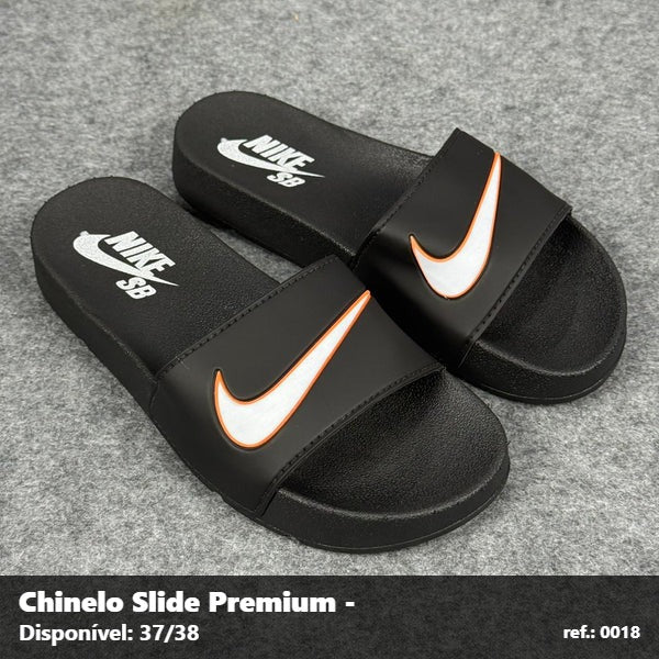 Chinelo Slide Nike SB - Preto detalhe Laranja 18