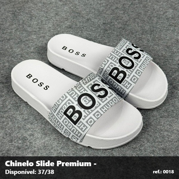 Chinelo Slide Hugo Boss - Branco Preto Cinza 09