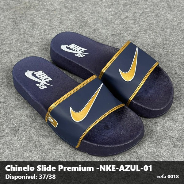 Chinelo Slide Nike SB- Azul detalhe Dourado 51