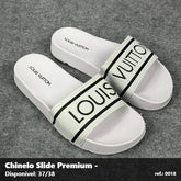 Chinelo Slide Louis Vuitton - Branco no Preto 07