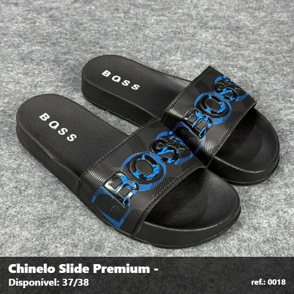 Chinelo Slide Hugo Boss - Preto detalhe Azul 15