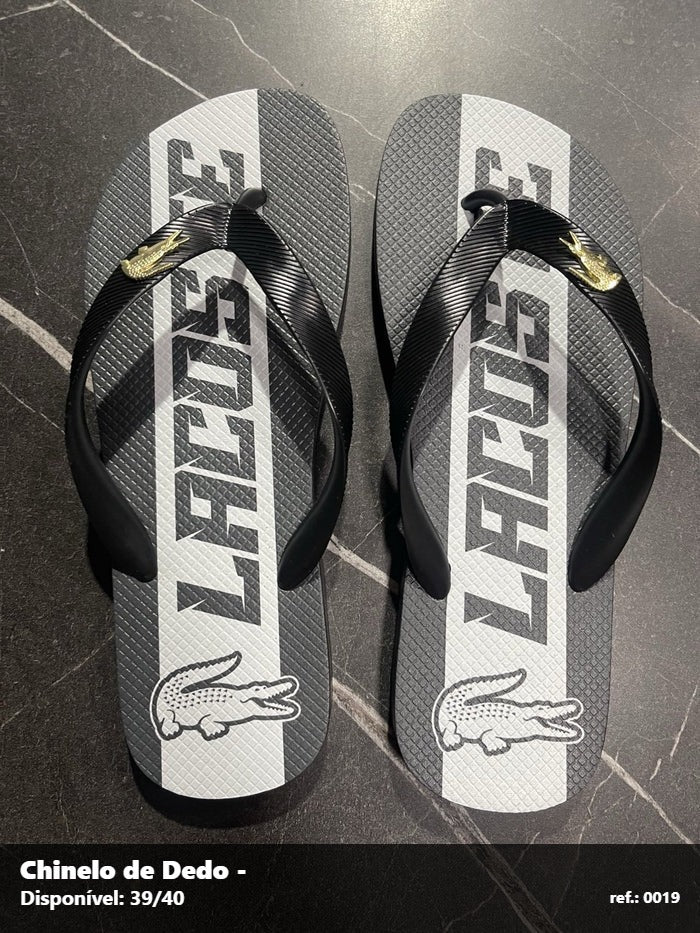 Chinelo - Lacoste preto c/ branco